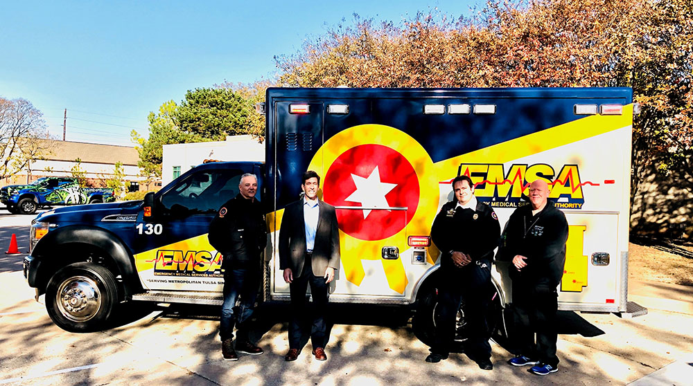 EMSA Unveils Tulsa Flag Ambulance